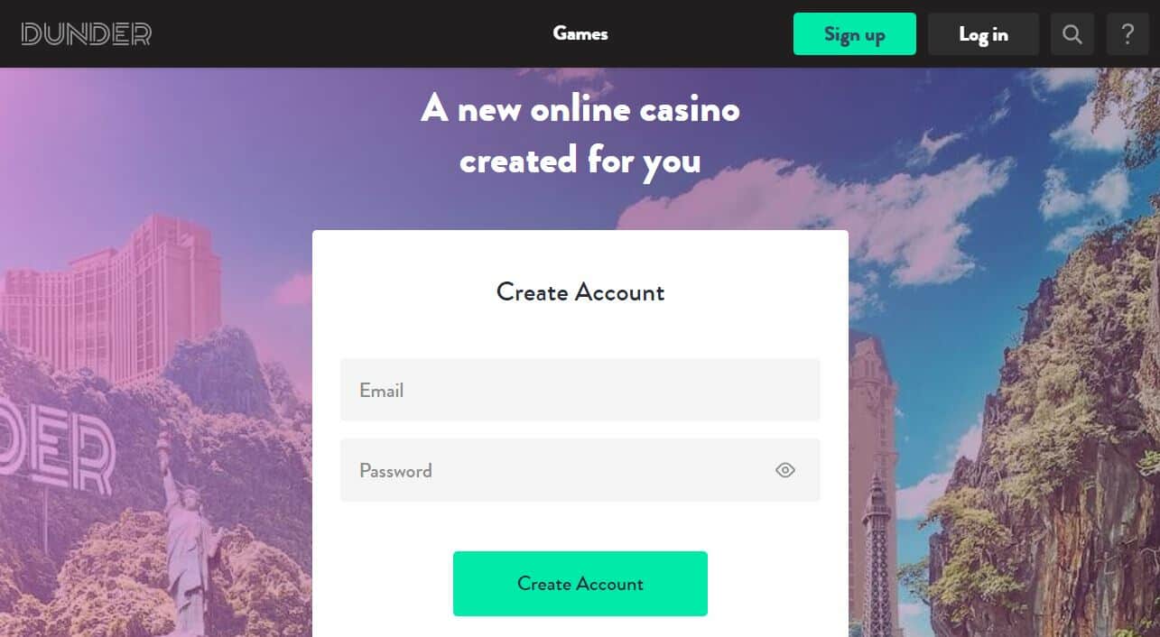 Dunder casino login page sign in