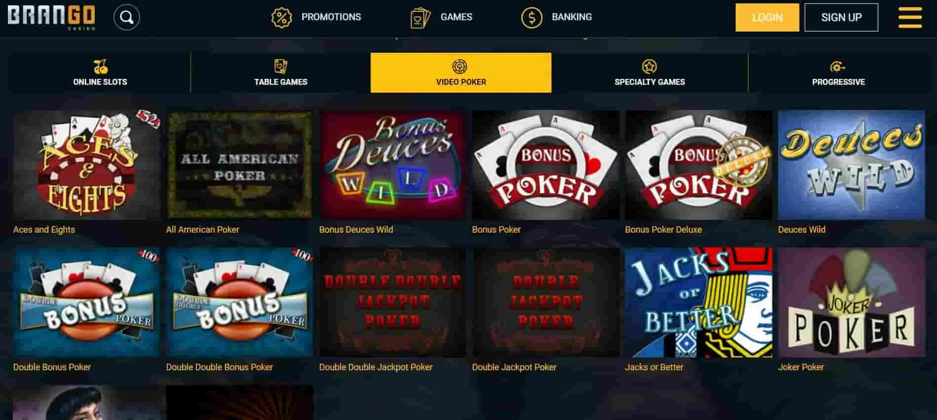 Casino brango video poker
