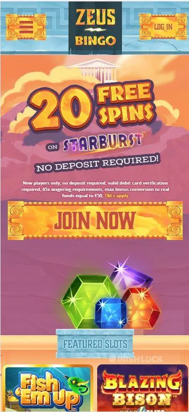 Zeus Bingo Mobile iPhone Ireland Welcome Bonus