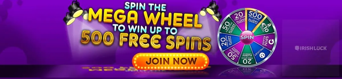 Lights! Camera! Bingo Welcome Bonus mega wheel 500 free spins irishluck ireland