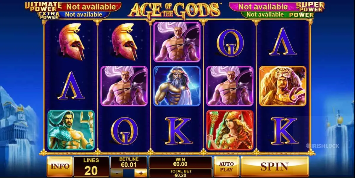 Age Of Gods Slot Playtech Symbols Spin Online Slot Game Ireland