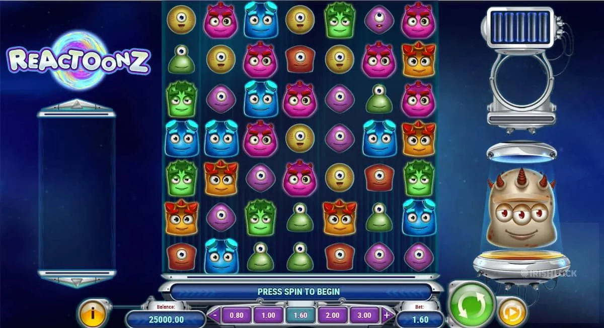 Reactoonz Play'n GO online slot winning symbols aliens monsters wilds bonuses jackpots