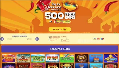 aladdin slots homepage 500 free spins chilli heat pragmatic play all games jackpots