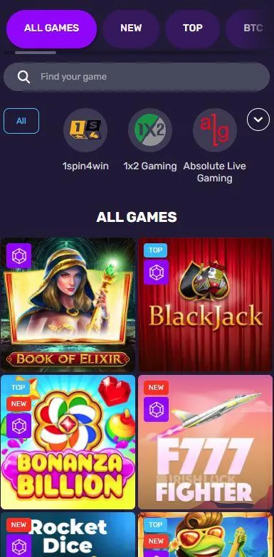 bitcoin casino all games mobile view