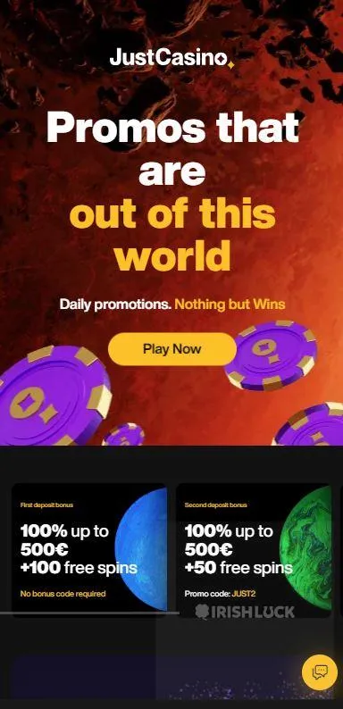 justcasino promos mobile view daily promotions free spins bonuses promo cones online casinos irelad