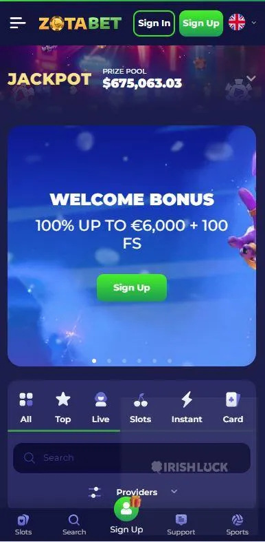 zotabet casino homepage 100 free spins welcome bonus online casinos ireland