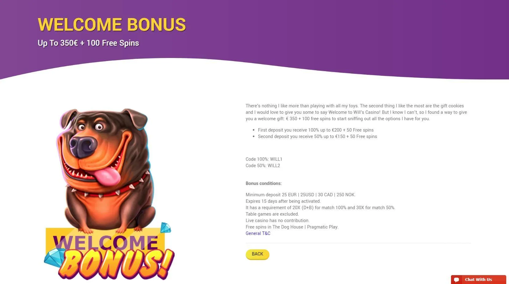 will's casino welcome bonus irish online casinos welcome bonus promo codes