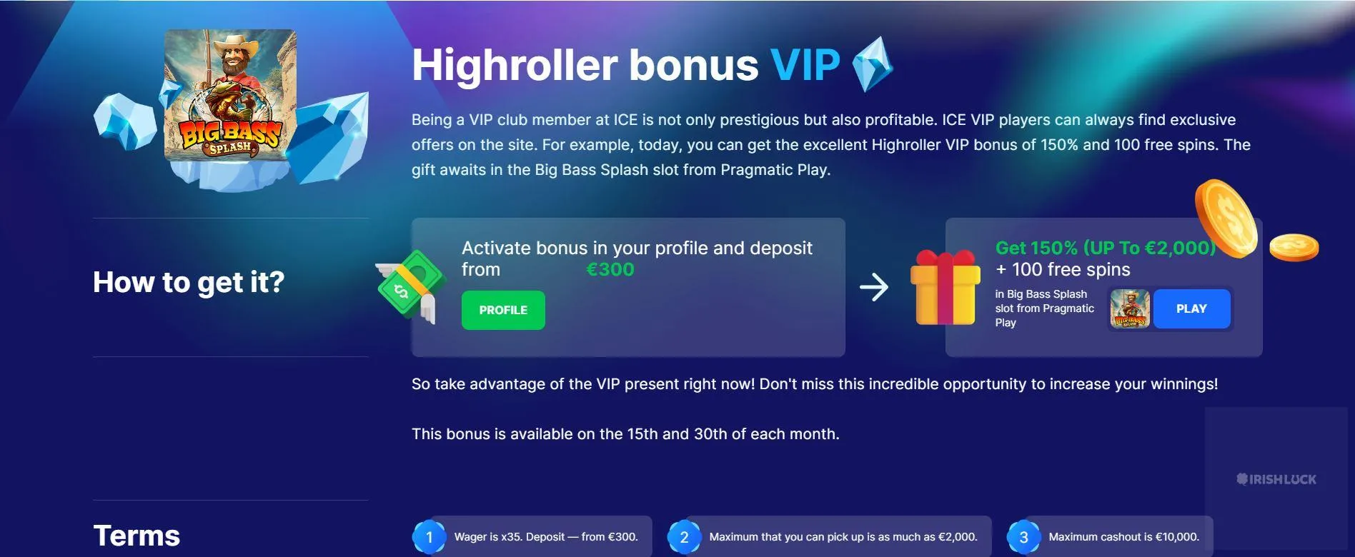 ice casino highroller bonus big bass bonanza high roller bonus online casinos ireland