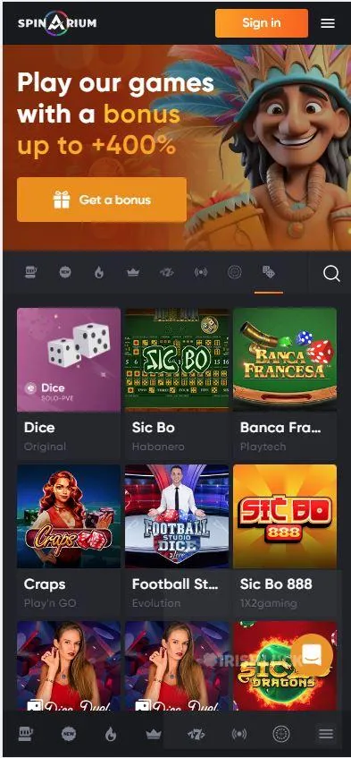 spinarium casino mobile view live casino