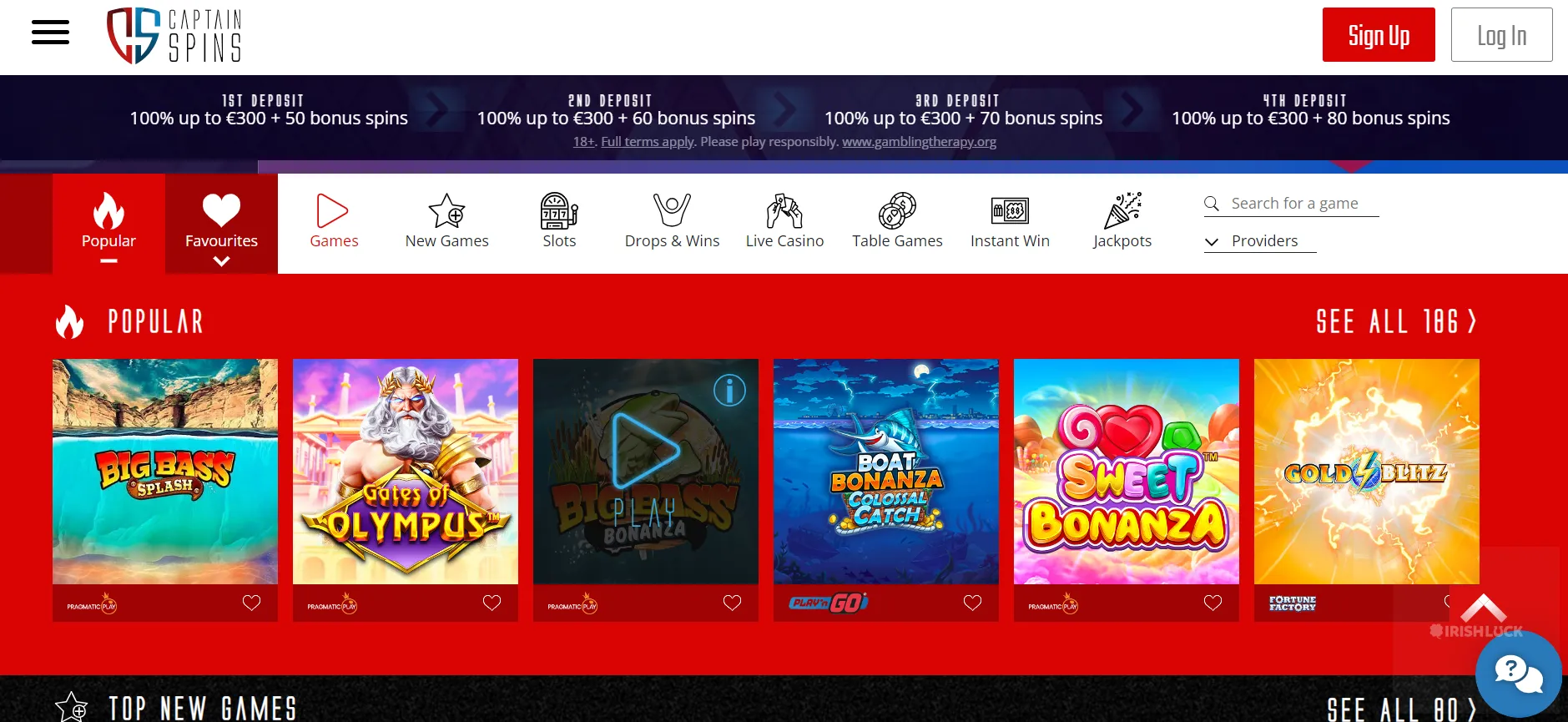 Captain Spins Casino Games Ireland 2021