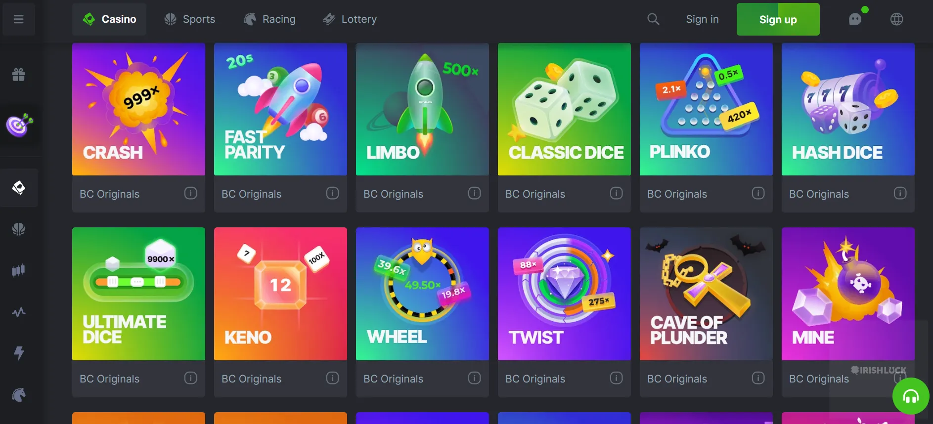 BC.Game Casino Popular Games Ireland 2021