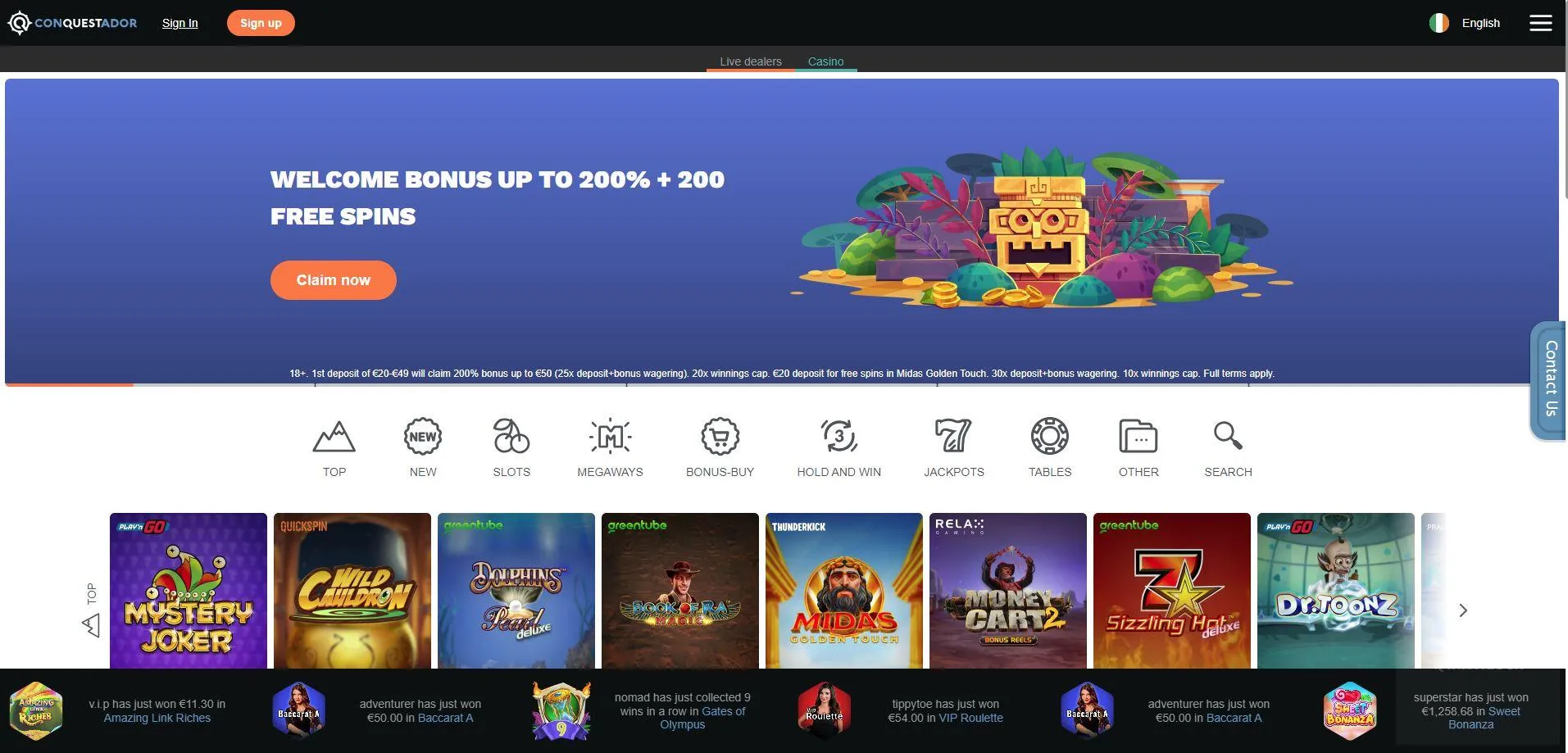 conqeustador casinos online casinos ireland