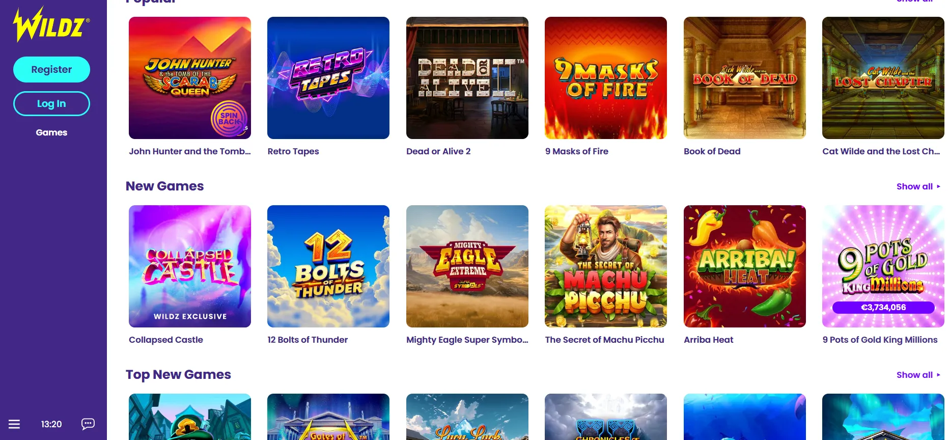 Wildz Games Online Casino Ireland