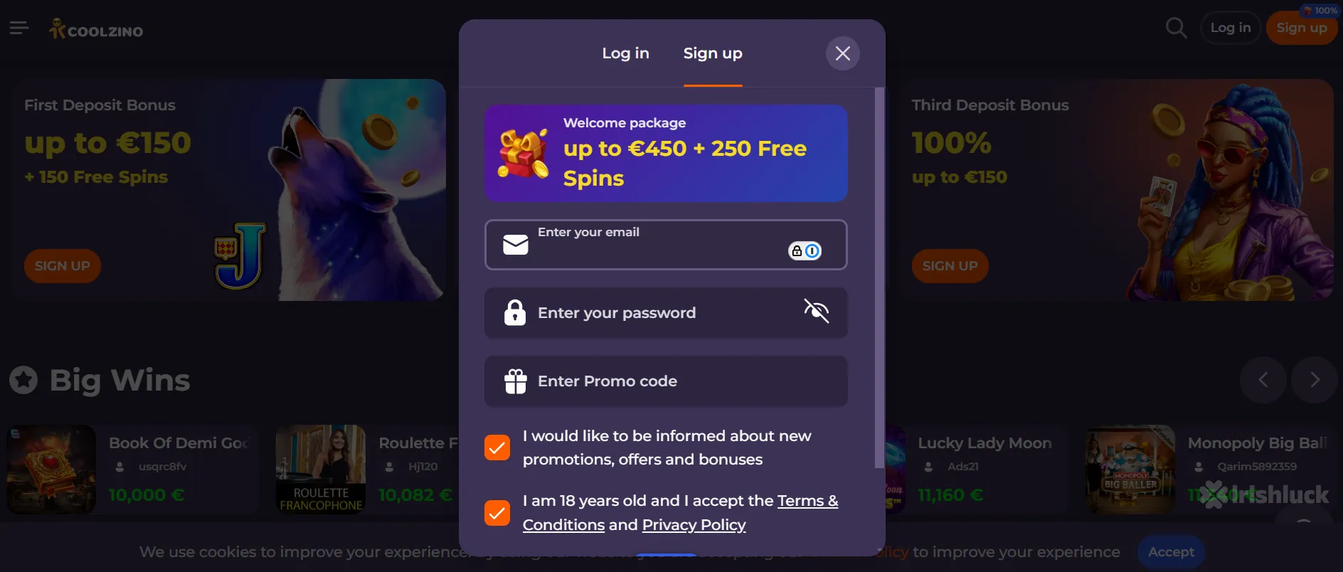 Coolzino casino irishluck ireland