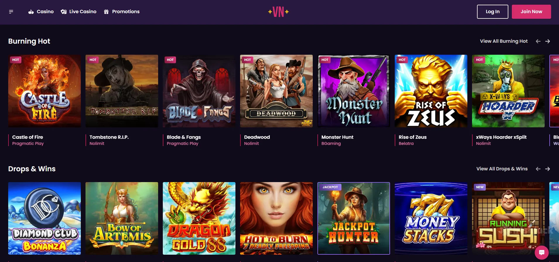 vegas now online slot games popular titles