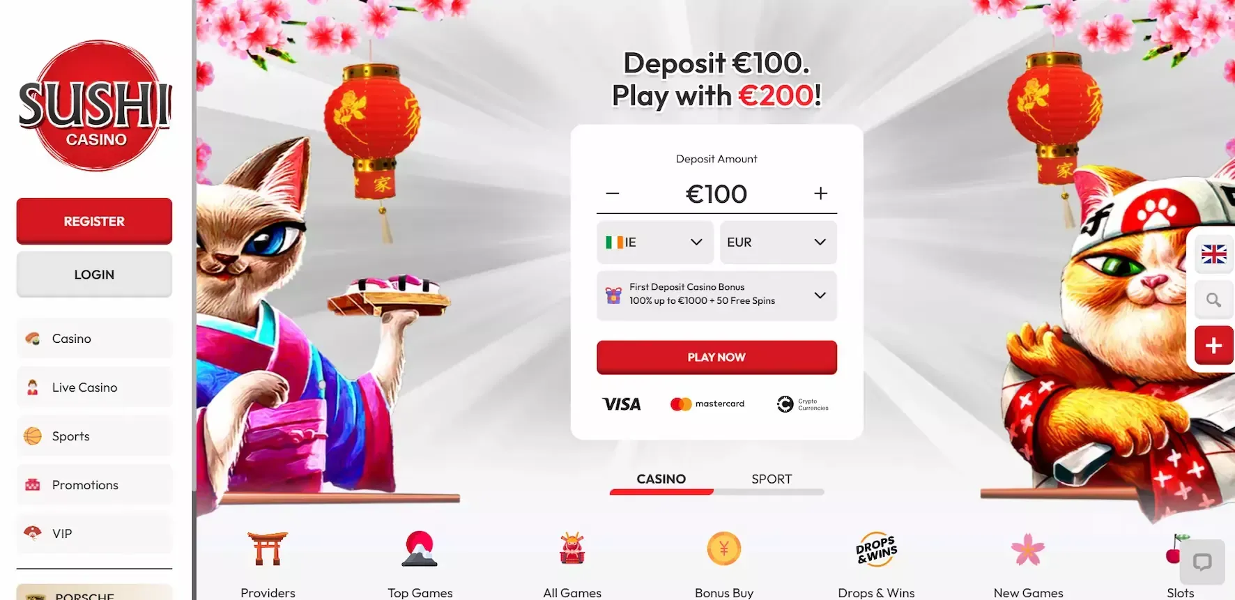 Sushi casino homepage