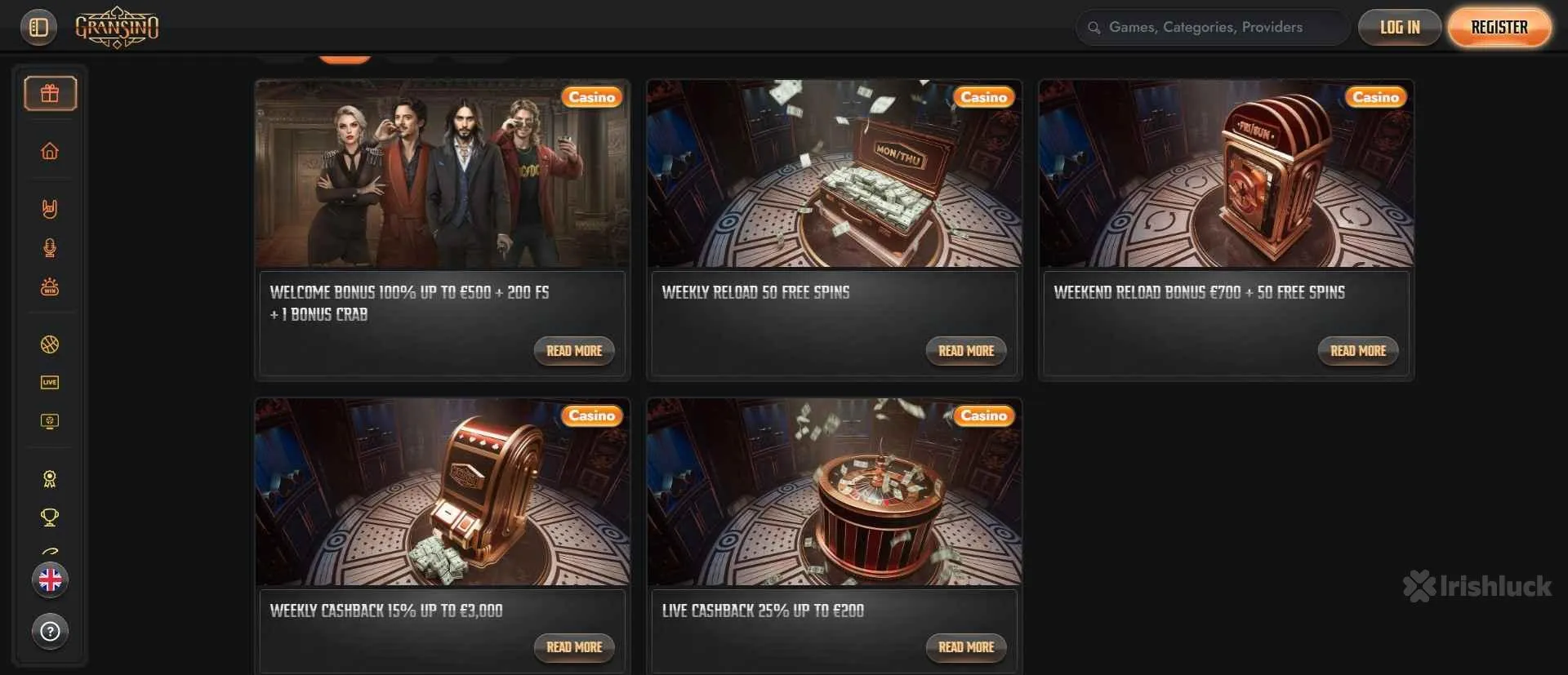 Gransino casino welcome bonus and promotions
