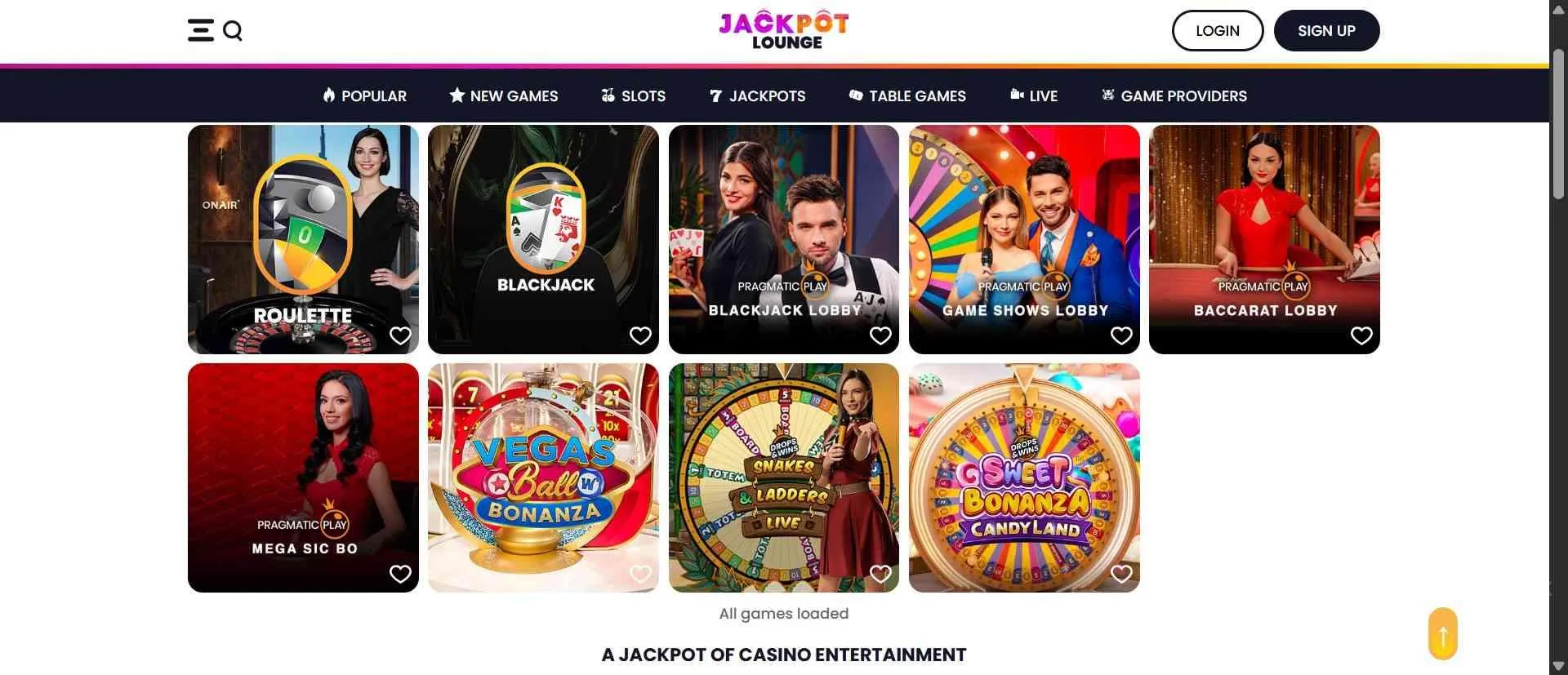 Jackpot Lounge Casino Live casino games
