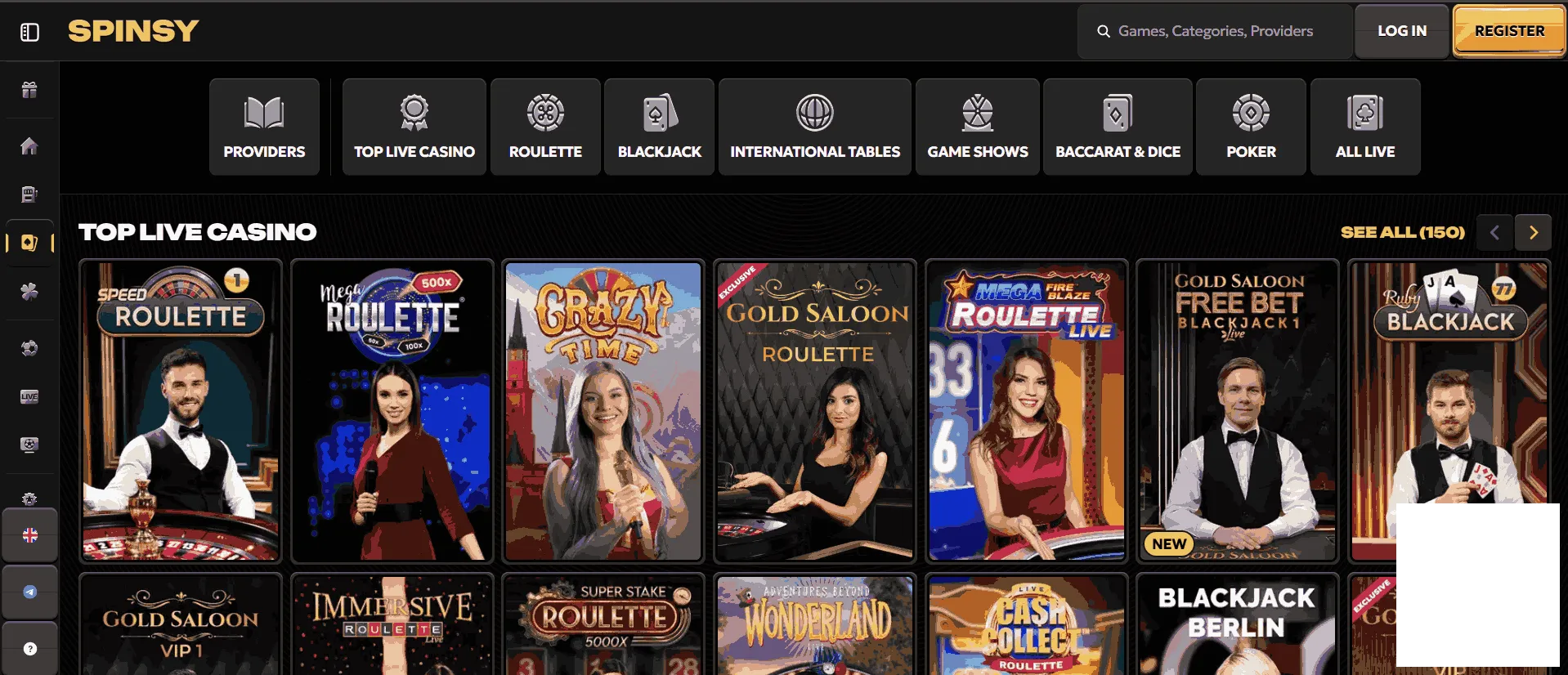 Spinsy casino live dealer games
