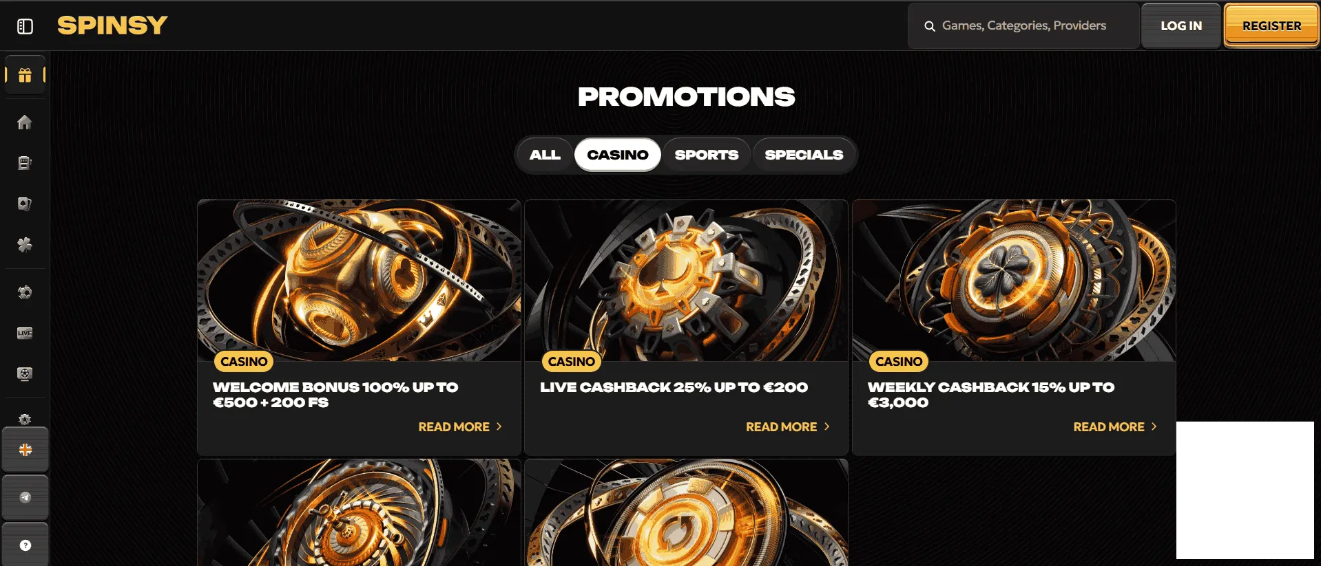 Spinsy casino welcome bonus and promotions