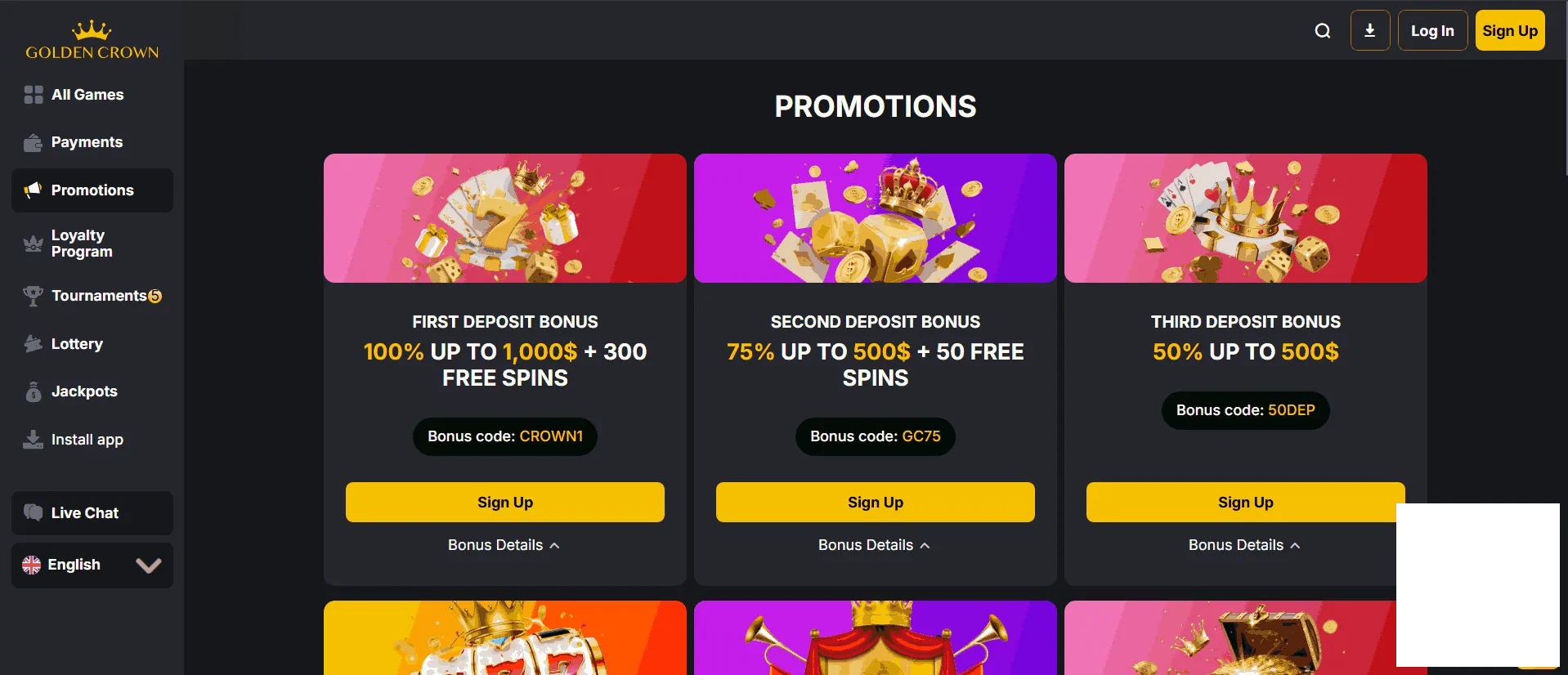 Golden crown casino welcome bonuses and promotions