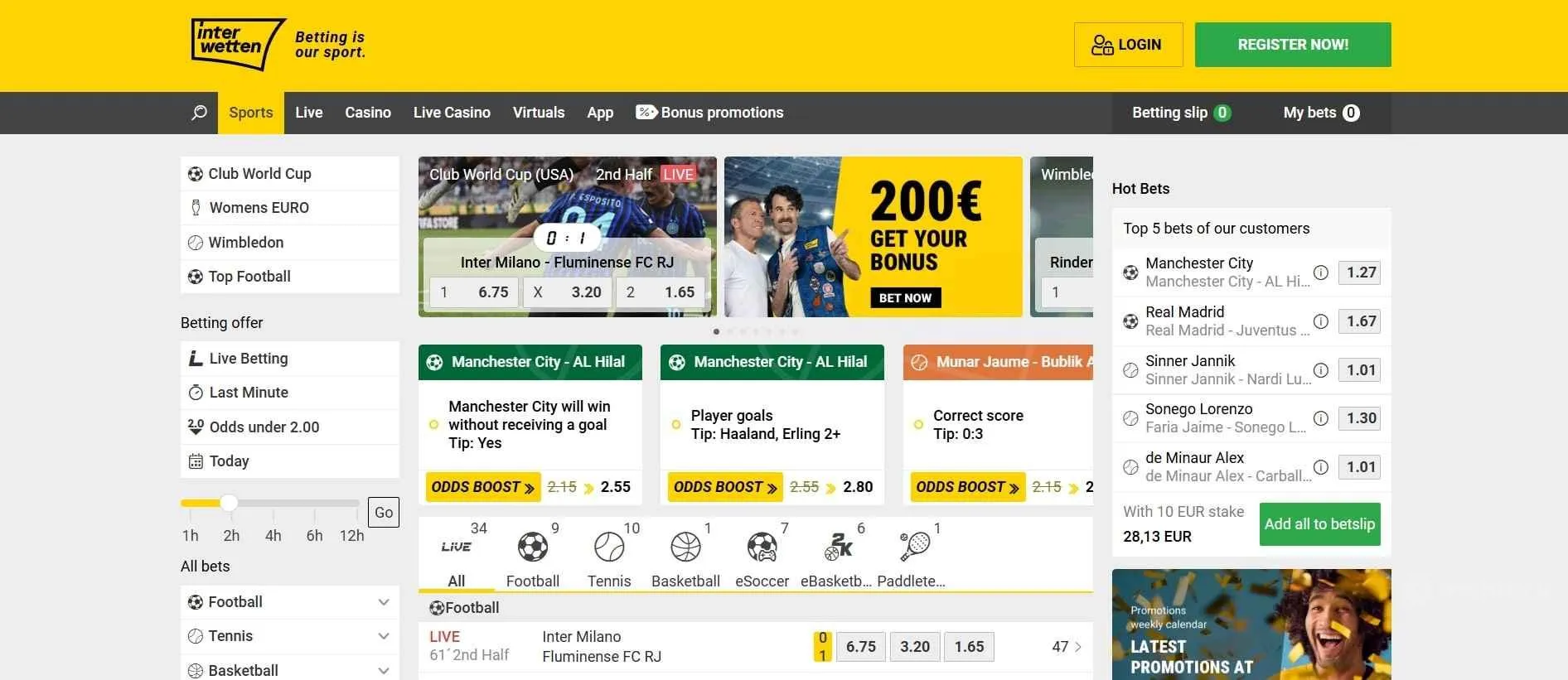 Interwetten sportsbook sports section