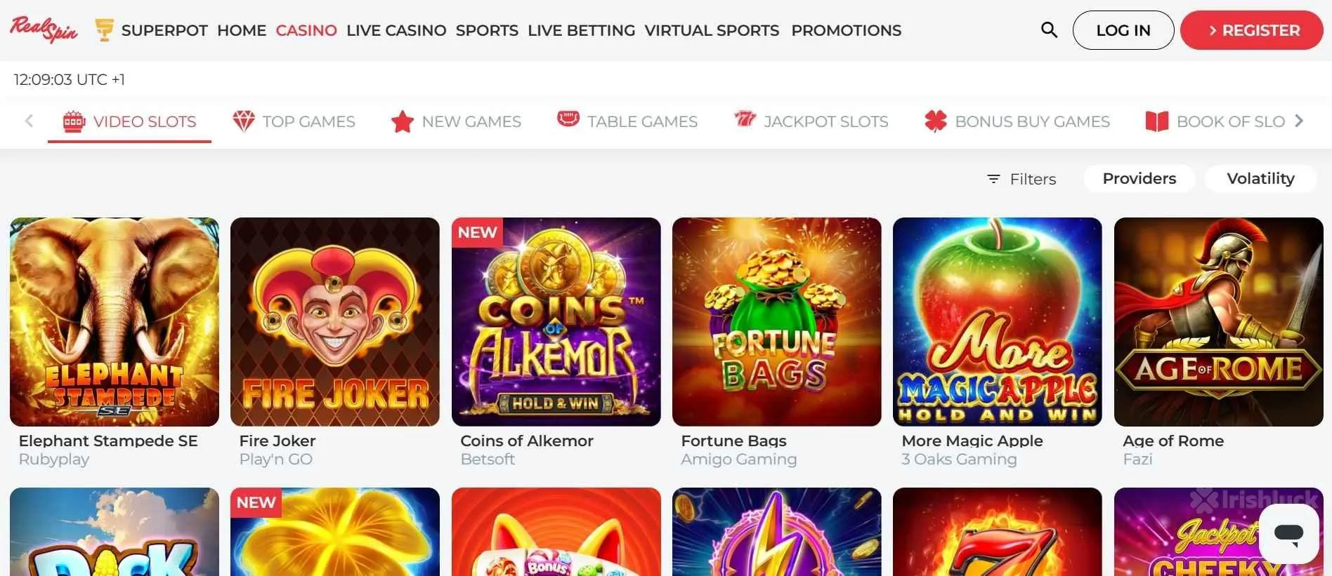 RealSpin casino collection of casino games