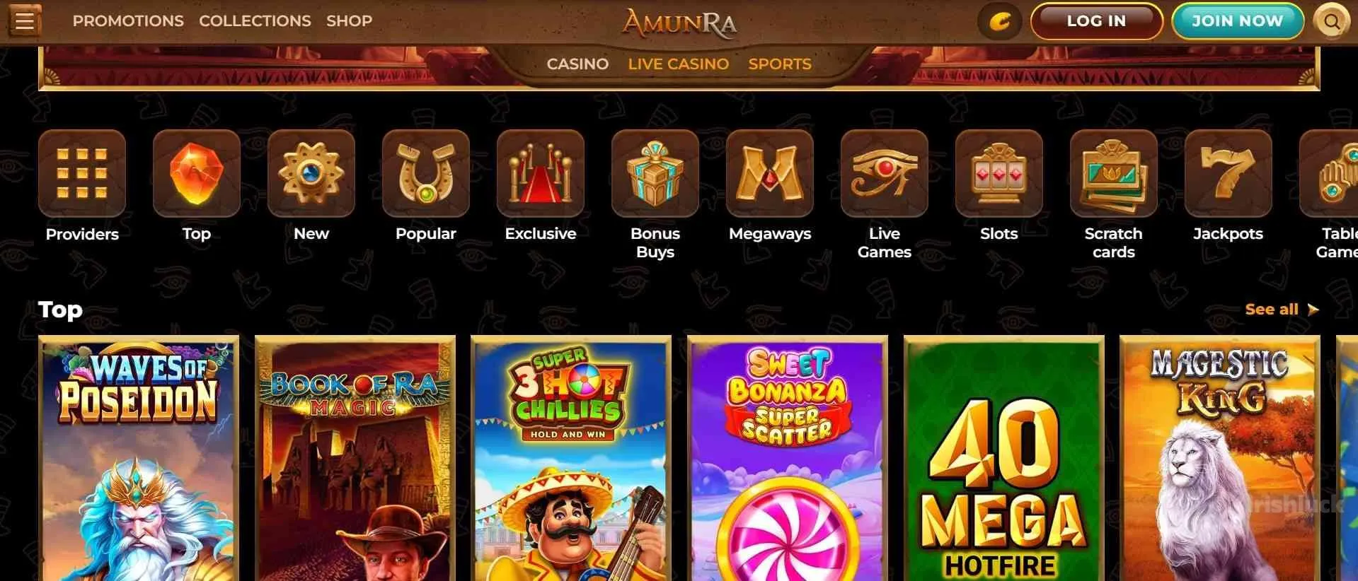 AmunRa Casino's game collection