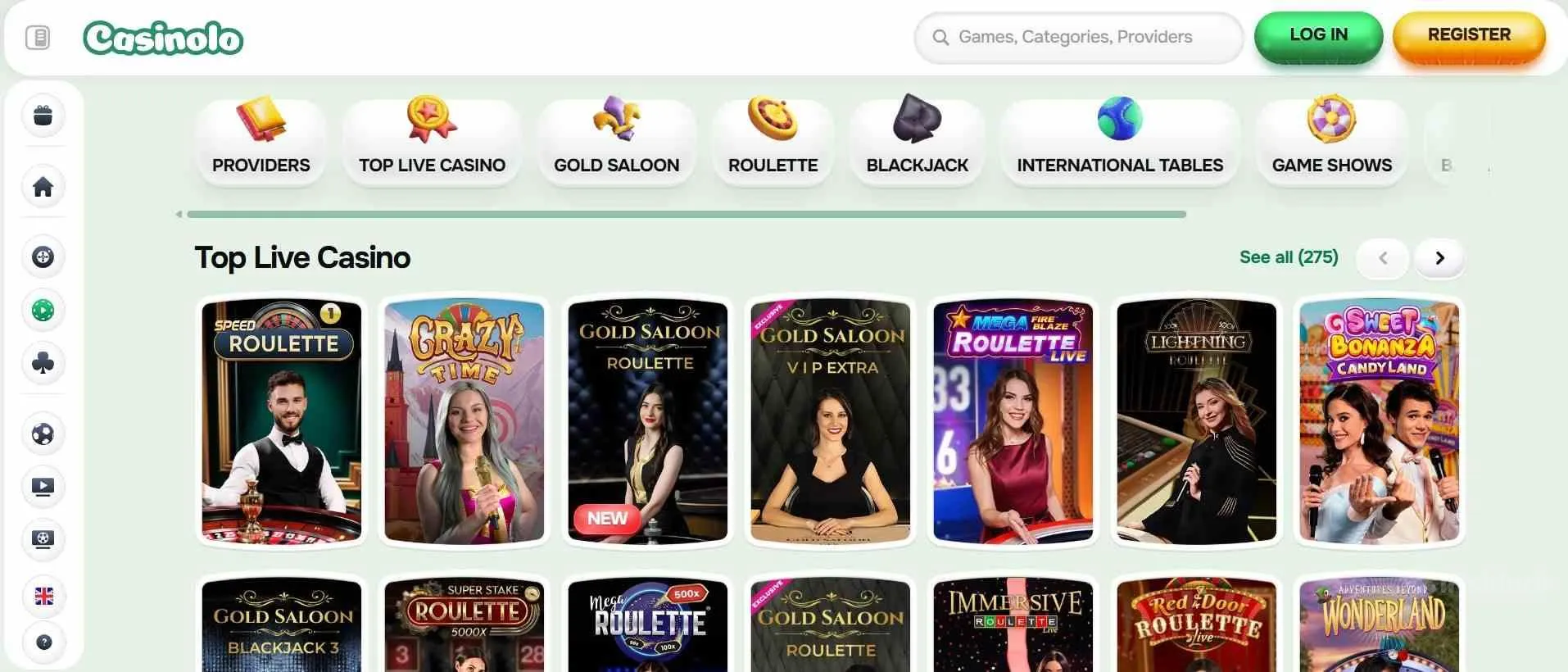 Casinolo casino live casino section