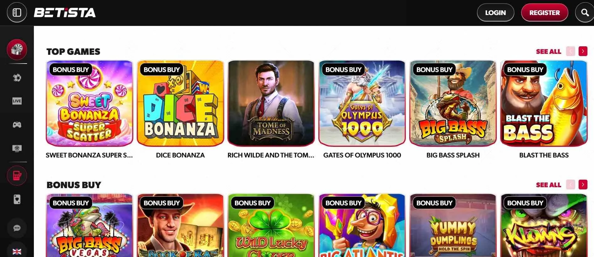Betista Casino collection of games