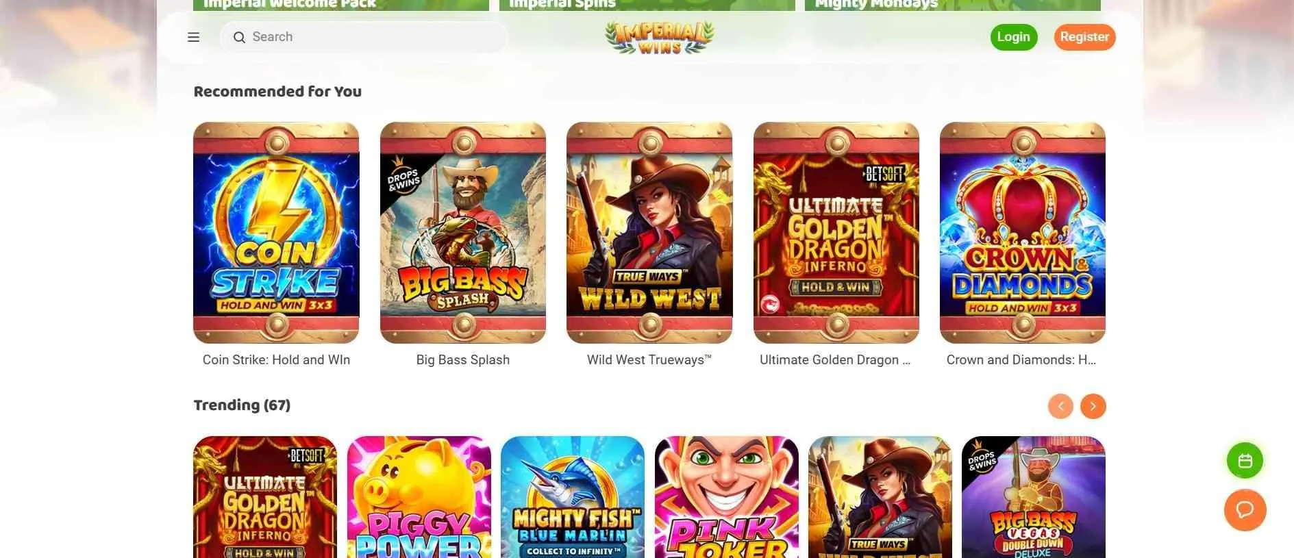 Game collection at Imperial Wins Casino