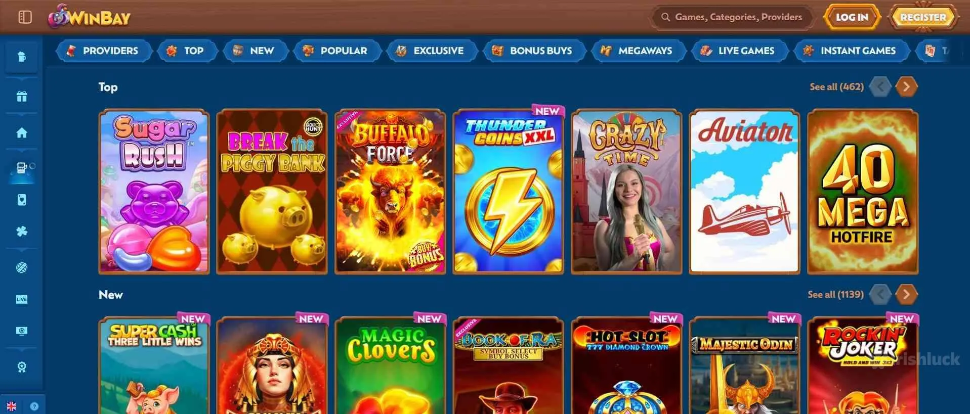 Game collection at WinBay casino