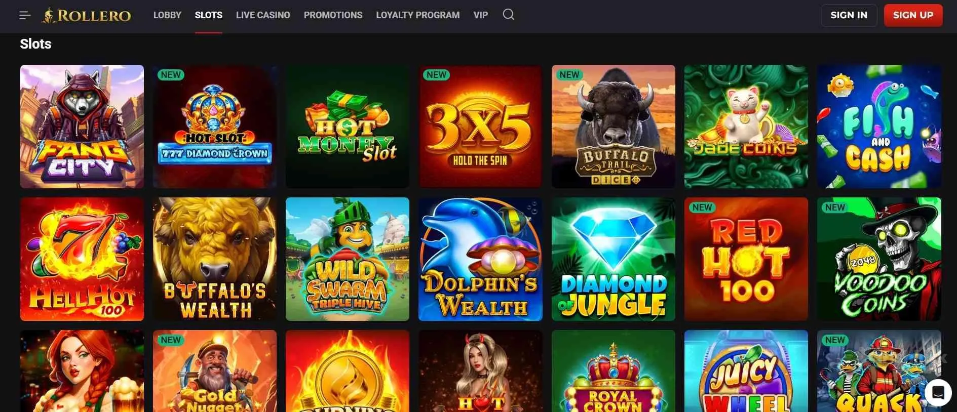 Game Collection at Rollero Casino