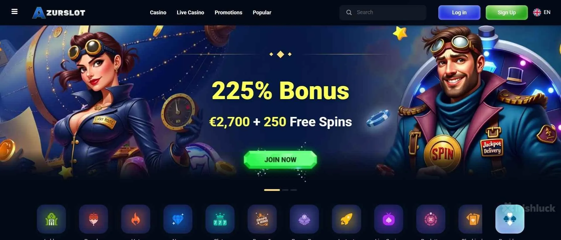 Welcome bonus at AzurSlot casino