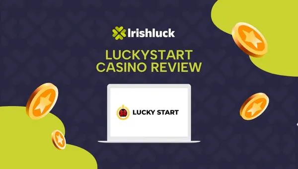 Screenshot der Luckystart Casino Website mit Spielauswahl und Login-Bereich