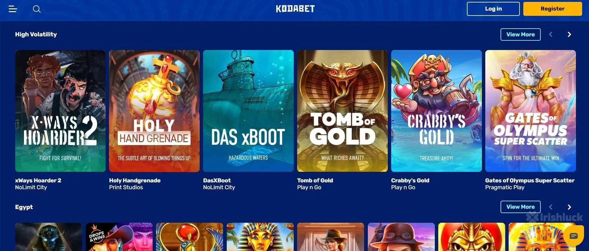 KodaBet Casino's collection of games