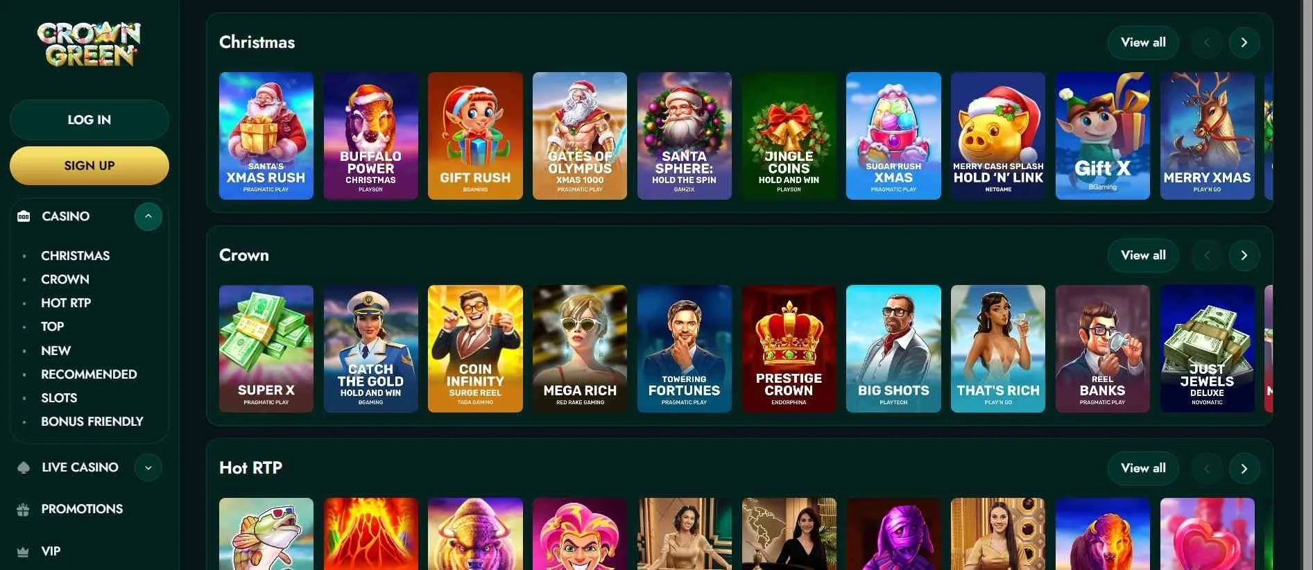 Crowngreen casino collection of games
