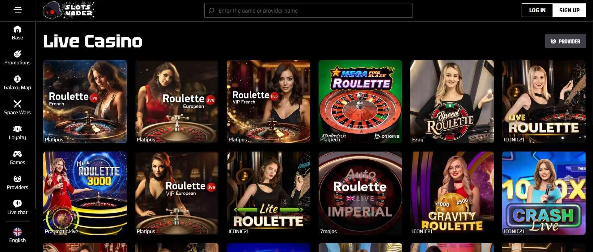 SlotsVader Casino live dealer games