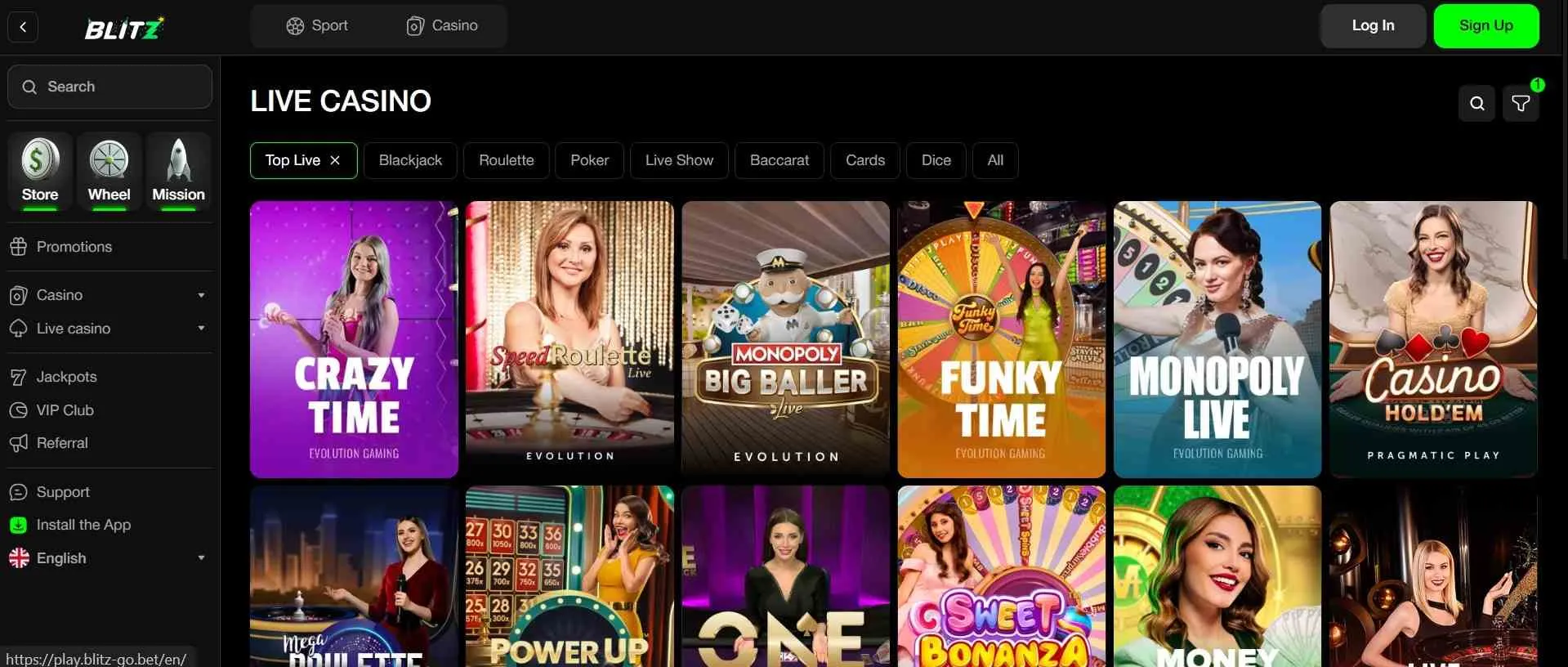 BlitzGo Live dealer games
