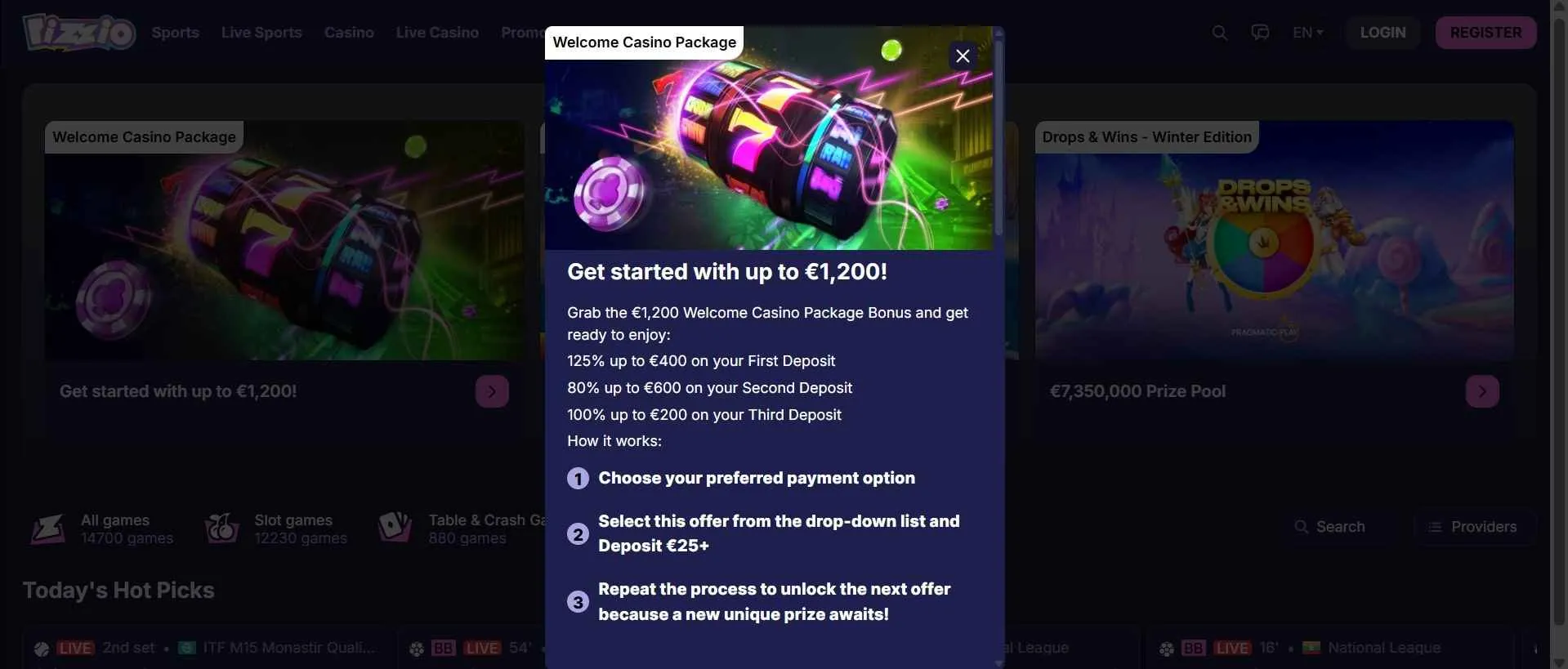 Rizzio Casino welcome offer