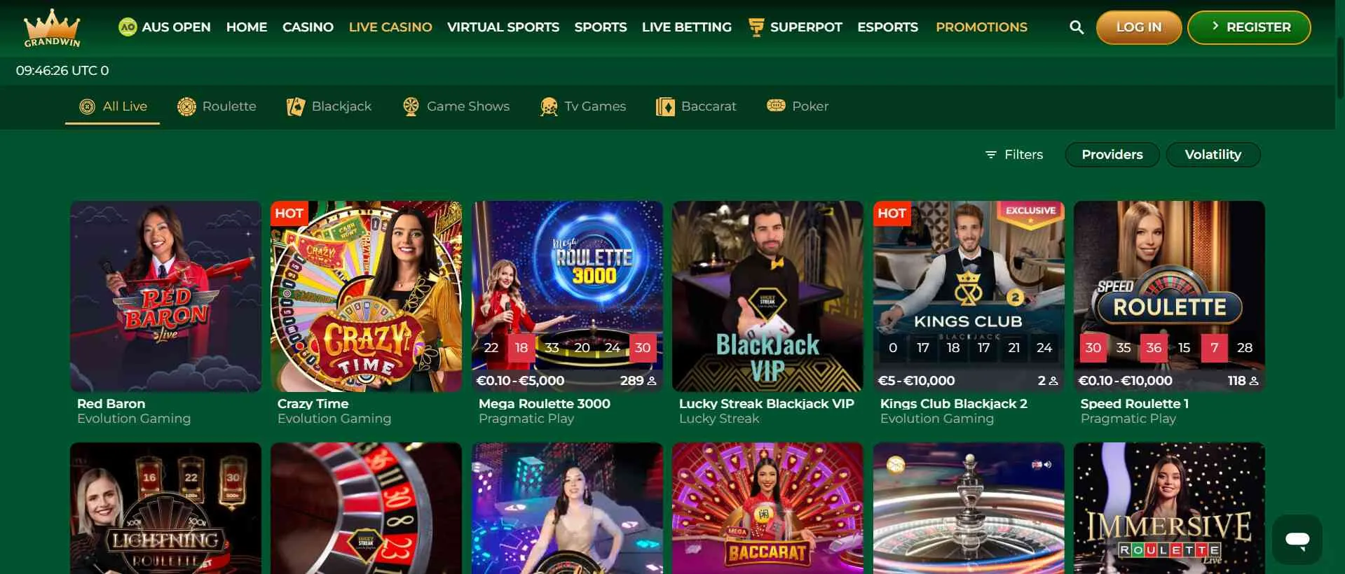 Grandwin casino live dealer games