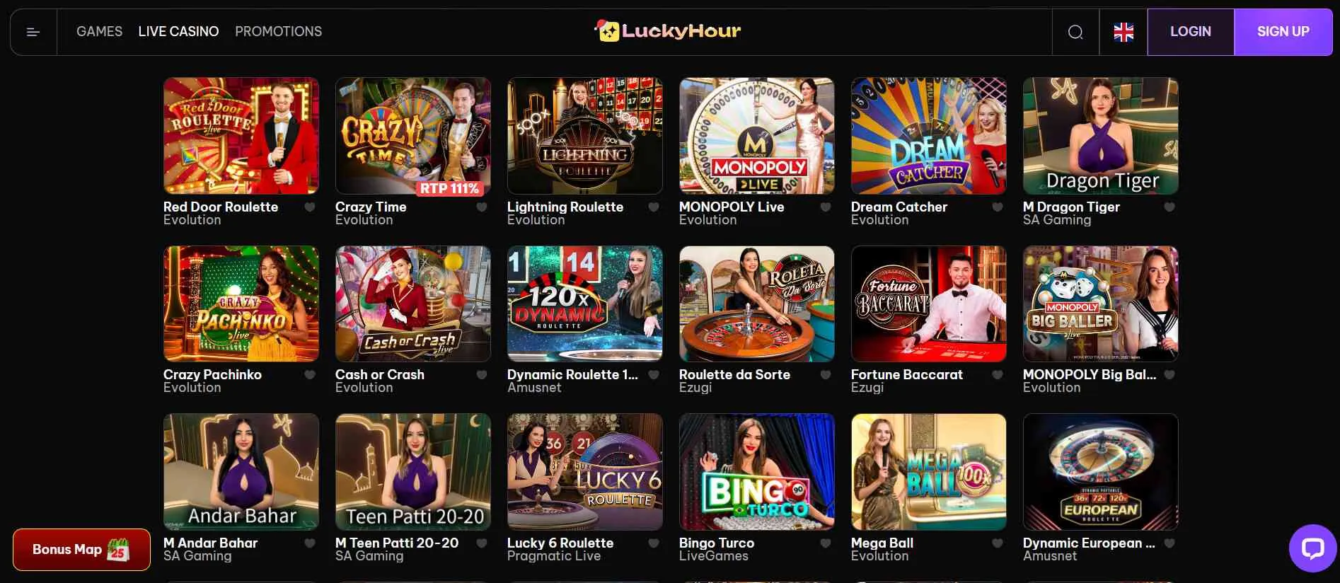 LuckyHour Casino live dealer games