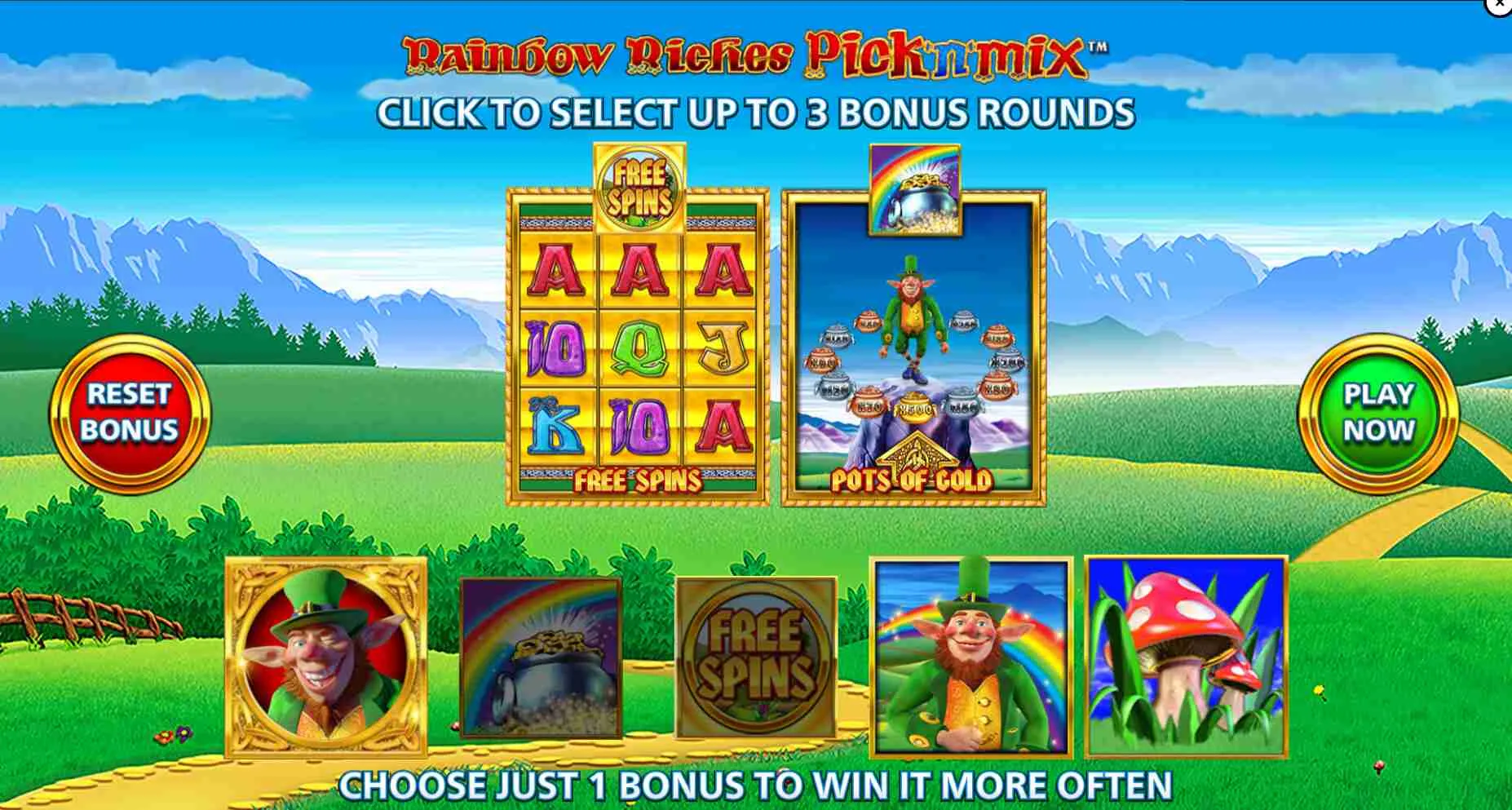 Gameplay of Rainbow Riches Pick n Mix slot