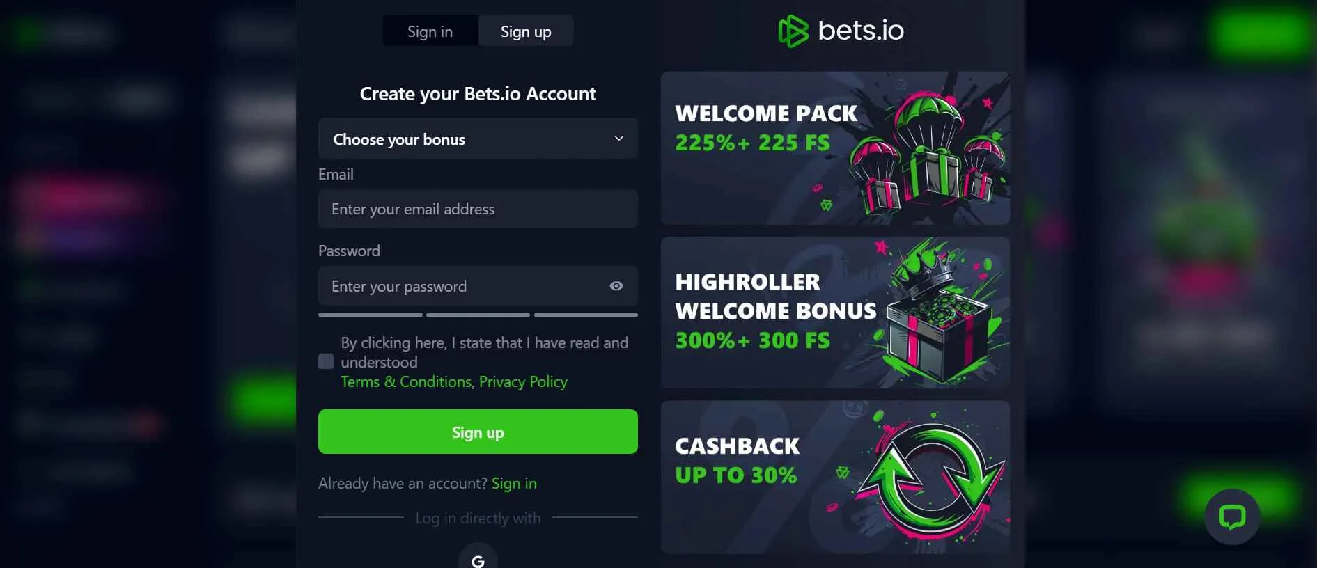 Bets.io Casino welcome offer