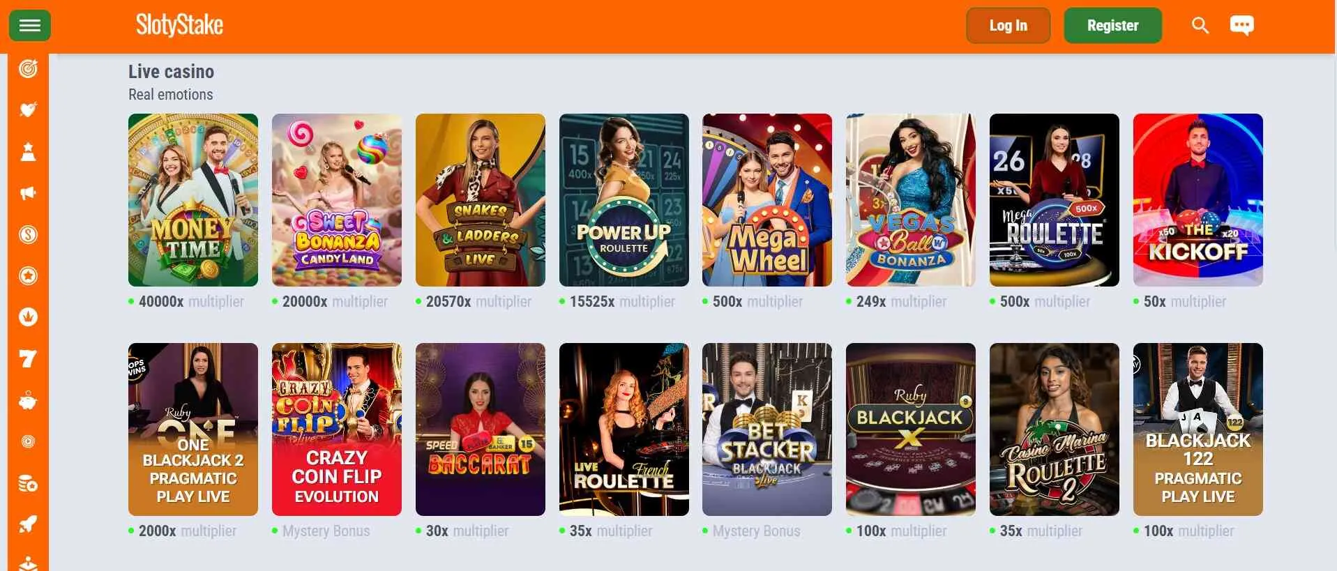 SlotyStake live dealer games