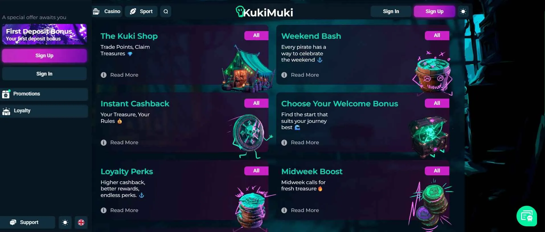 KukiMuki Casino bonuses and promotions