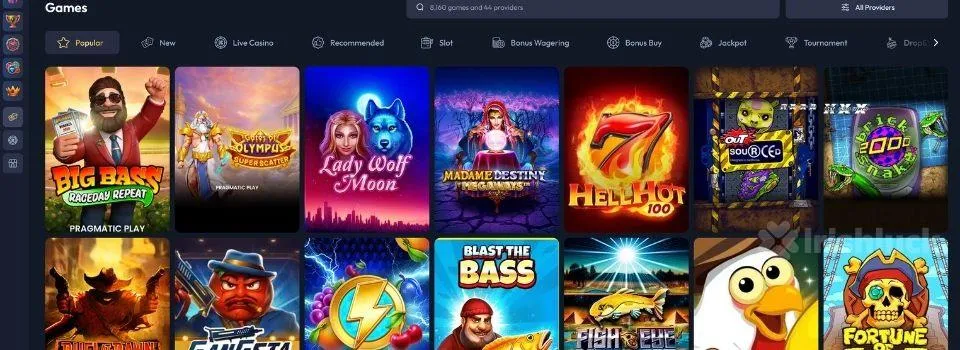 Gangsta casino games selection
