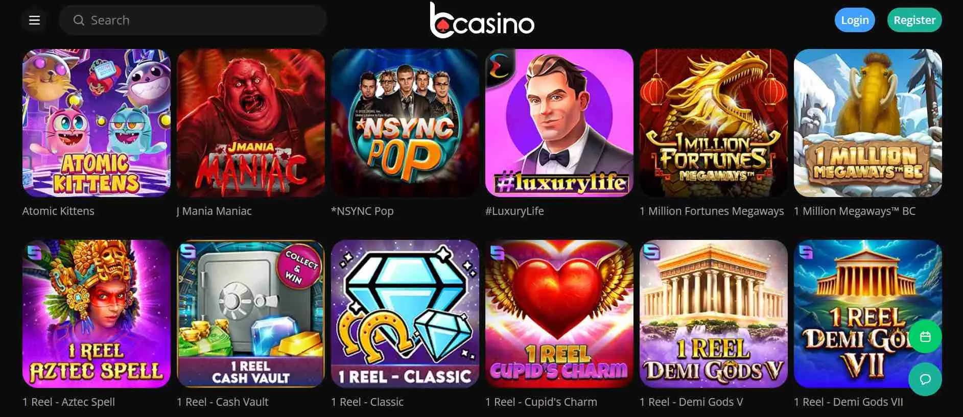 bCasino Games Lobby