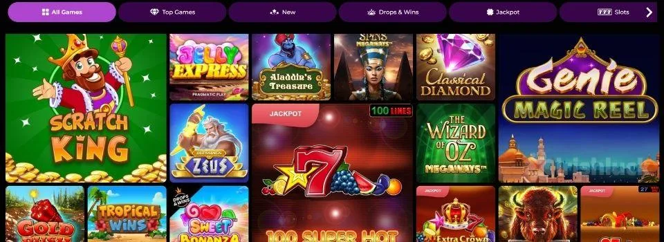 Gratowin casino games selection