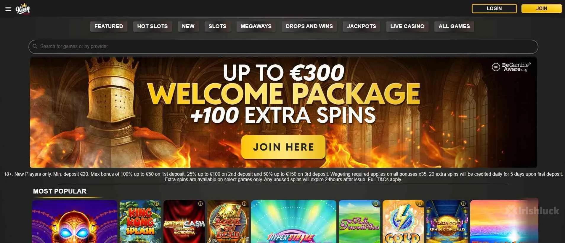 King Casino welcome offer